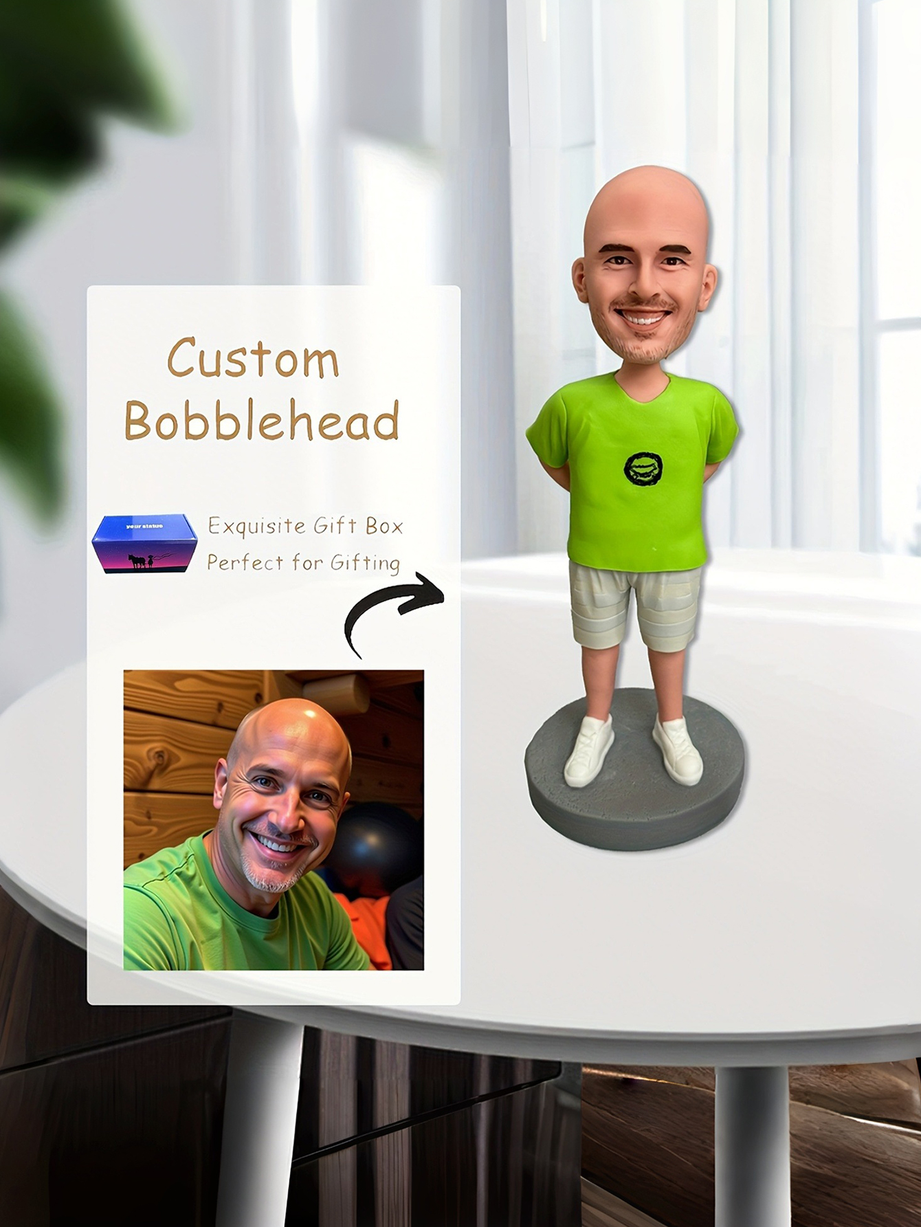 Handcrafted Custom 3D Clay Bobblehead Dolls - Stylized Cartoon Characters Based on Photos